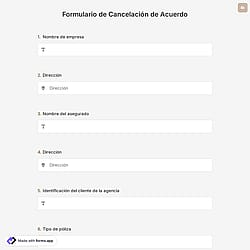 Plantilla de Formulario de Cancelación de Acuerdo
