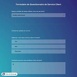 Formulaire de Questionnaire de Service Client 