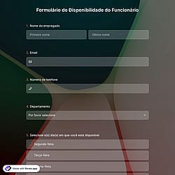 Modelo de formulário de disponibilidade de funcionários
