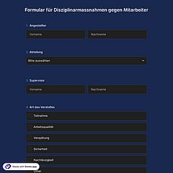Formular für Disziplinarmassnahmen gegen Mitarbeiter