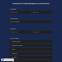 Formulário de Ação Disciplinar do Funcionário