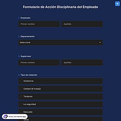 Plantilla de Formulario de Acción Disciplinaria del Empleado