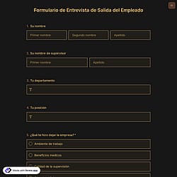 Plantilla de Formulario de Entrevista de Salida del Empleado