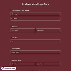 Employee Injury Form Template