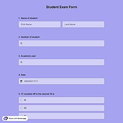 Student Exam Form Template
