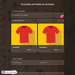 Modelo de Formulário de Pedido de Camisetas