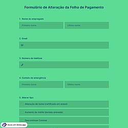 Formulário de Alteração da Folha de Pagamento
