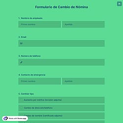 Plantilla de Formulario de Cambio de Nómina