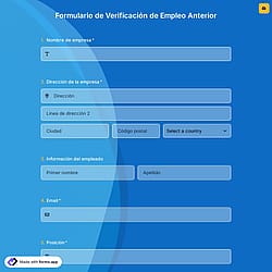 Plantilla de Formulario de Verificación de Empleo Anterior