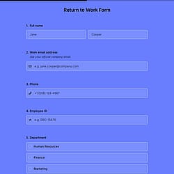 Return to Work Form Template