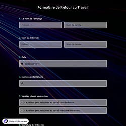 Modèle de formulaire de retour au travail