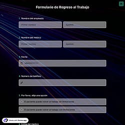 Plantilla de formulario de regreso al trabajo