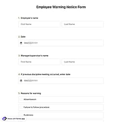 Employee Warning Notice Form Template