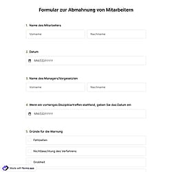 Formular zur Abmahnung von Mitarbeitern