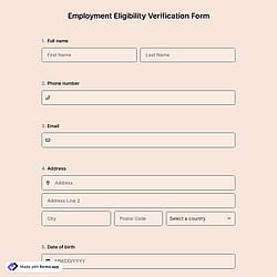 Employment Eligibility Verification Form Template
