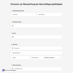 Formular zur Überprüfung der Beschäftigungsfähigkeit