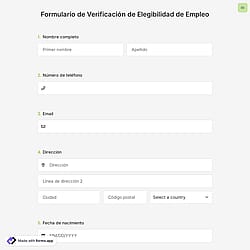 Plantilla de Formulario de Verificación de Elegibilidad de Empleo