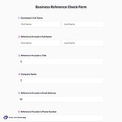 Business Reference Check Form