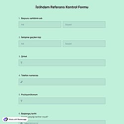 İş Referans Kontrol Formu Şablonu