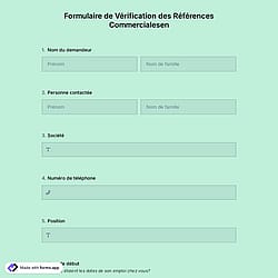 Formulaire de Vérification des Références Commercialesen