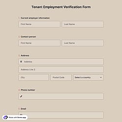 Tenant Employment Verification Form Template