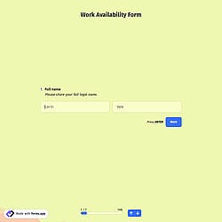 Work Availability Form Template