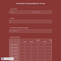 Modèle de formulaire de disponibilité au travail
