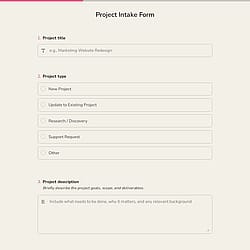 Project Intake Form Template