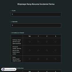Düşmeye Karşı Koruma İnceleme Formu Şablonu