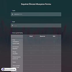 Seyahat Öncesi Muayene Formu Şablonu