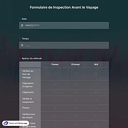 Formulaire de Inspection Avant le Voyage