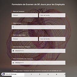 Modèle de formulaire d'évaluation des 90 jours de l'employé