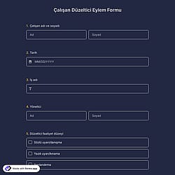 Çalışan Düzeltici Eylem Formu Şablonu