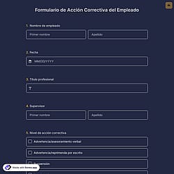 Plantilla de Formulario de Acción Correctiva del Empleado