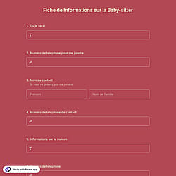 Fiche de Informations sur la Baby-sitter