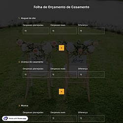 Folha de Orçamento de Casamento