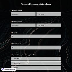 Teacher Recommendation Form Template