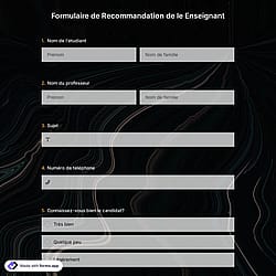 Formulaire de Recommandation de le Enseignant