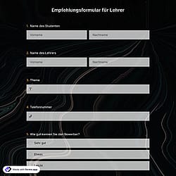 Empfehlungsformular für Lehrer