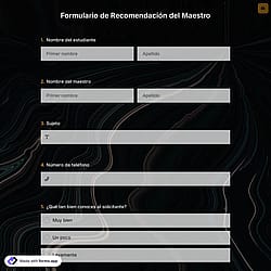 Plantilla de Formulario de Recomendación del Maestro