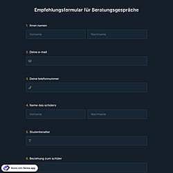 Empfehlungsformular für Beratungsgespräche