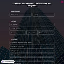 Plantilla de Formulario de Exención de Compensación para Trabajadores