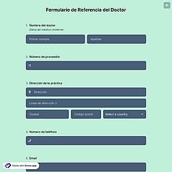 Plantilla de Formulario de Referencia del Doctor