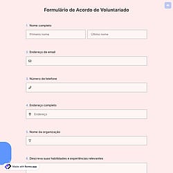 Formulário de Acordo de Voluntariado