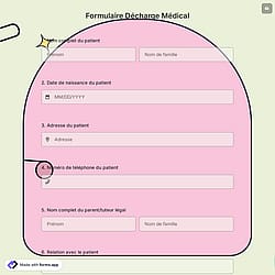 Formulaire de décharge médicale
