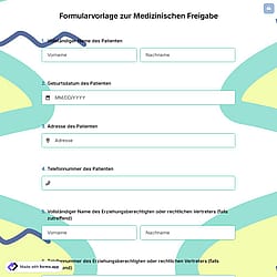 Formular zur Freigabe medizinischer Daten