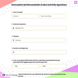 Formulaire de Renonciation à des Activités Sportives