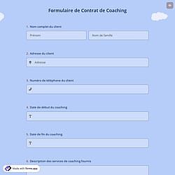 Formulaire de Contrat de Coach