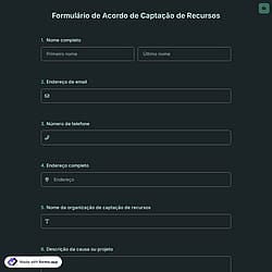 Formulário de Acordo de Captação de Recursos