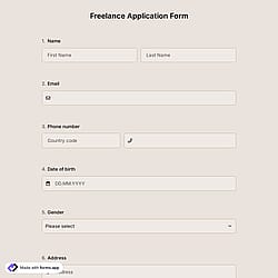 Freelance Application Form